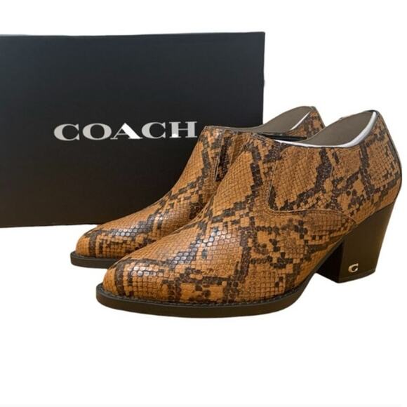NIB Coach Sz 7C PERRI Booties PTE Snakeskin Leather - Picture 7 of 10